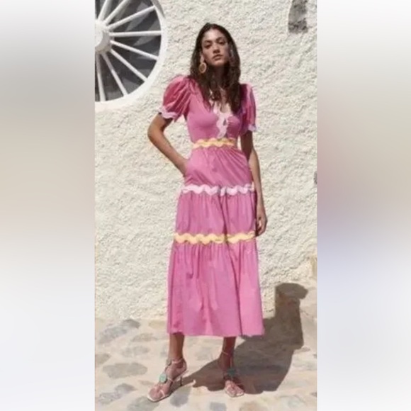 NWT Celia B Piscis Midi Dress Pink Small - Picture 1 of 16